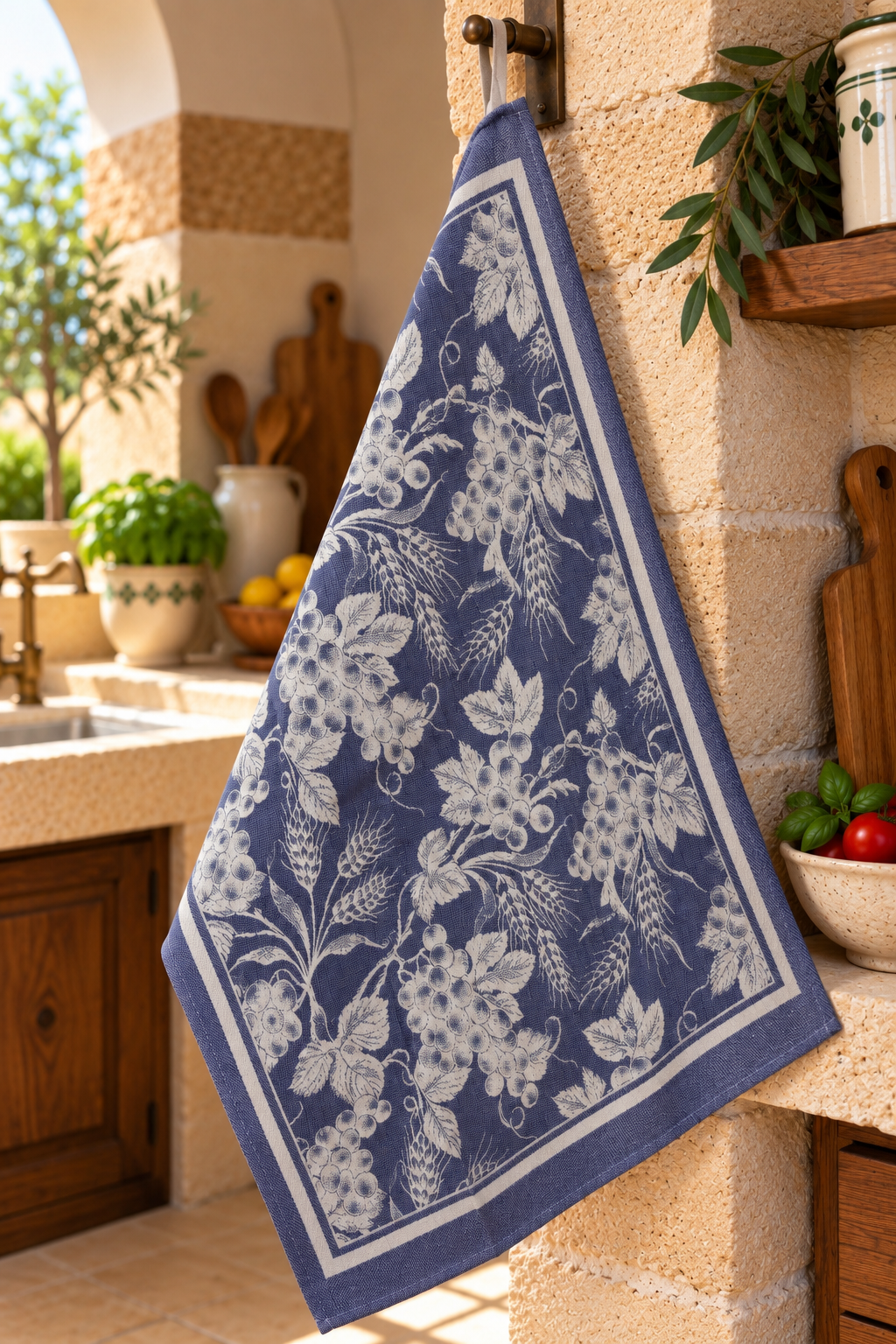 Tea Towel Grape Wheat – Yarn-dyed Cotton and Linen