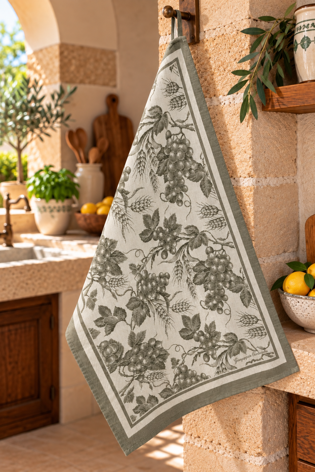 Tea Towel Grape Wheat – Yarn-dyed Cotton and Linen