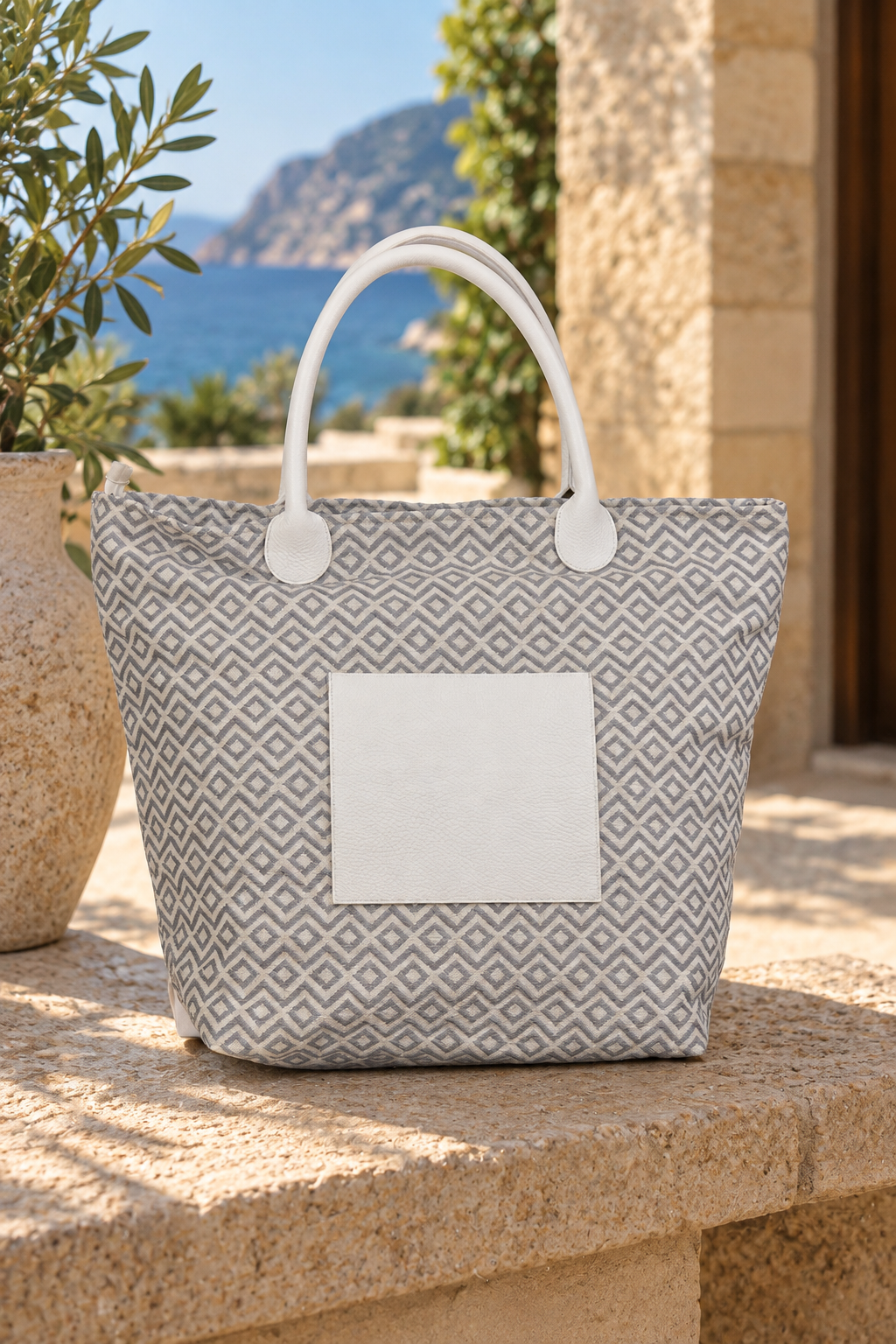 Handcrafted Linen and Cotton Bag with Genuine Leather – Salento Collection