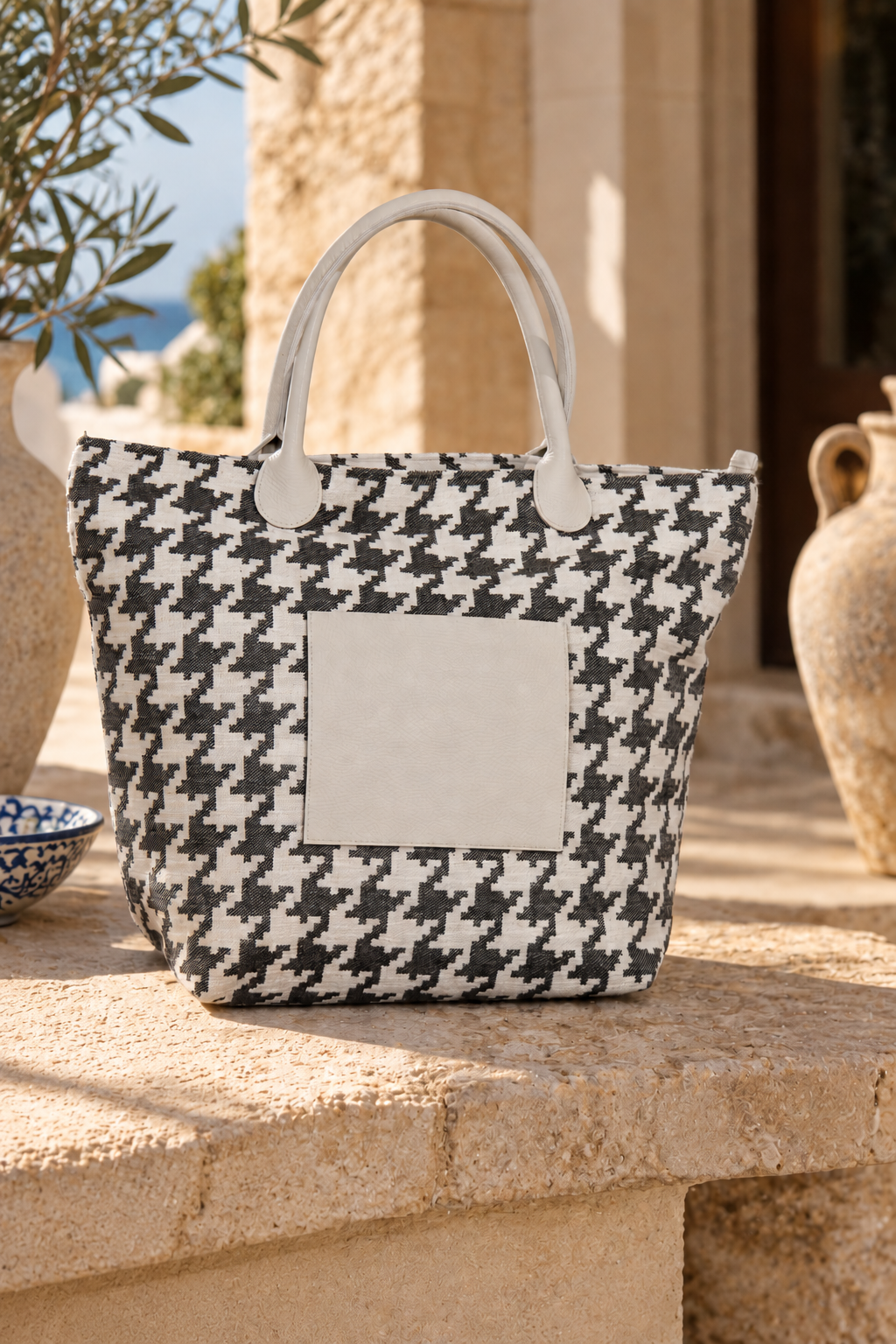 Handcrafted Linen and Cotton Bag with Genuine Leather – Salento Collection
