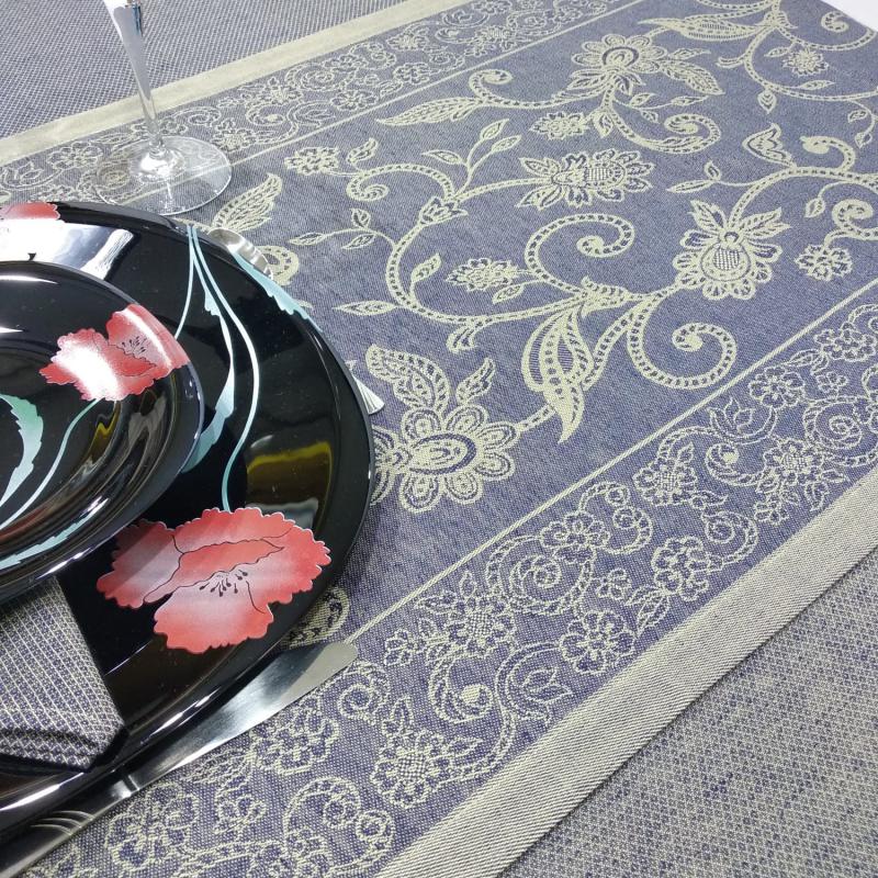 Runner Dalia in misto lino con tessitura jacquard