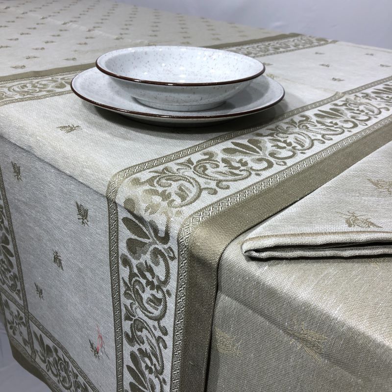 Runner Api in misto lino con tessitura jacquard