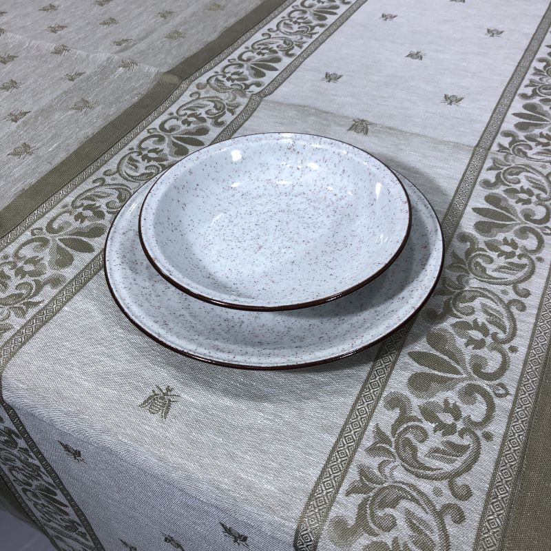 Runner Api in misto lino con tessitura jacquard