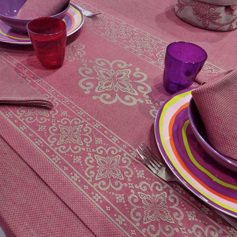 Runner Giulia in misto lino con tessitura jacquard